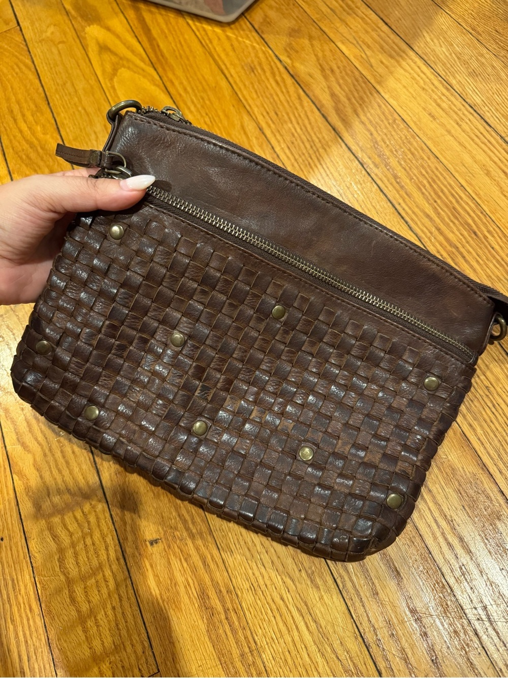 Leather Woven Clutch Bag